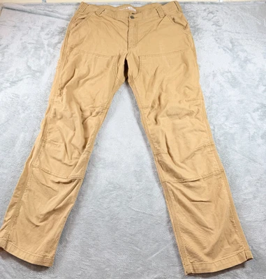 Брюки рабочие Carhartt с двойным коленом BN2802-M 36x32 желтовато-коричневые свободного покроя холщовые - Изображение 1 из 4