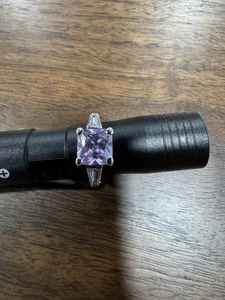 Lavender & Silver Toned Ring. Size 6 - Picture 1 of 3
