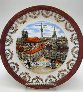 "Placa de coleccionista de porcelana de los Juegos Olímpicos de 1972 de colección de 9,5"" con detalles dorados" - Imagen 1 de 7