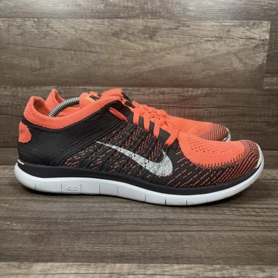 Nike Free 4.0 Flyknit Naranja Gris Mujer EE. UU. Talla 10 631050-800 Zapatos para Correr Foto 1 de 4