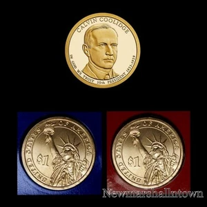 2014 P+D+S Calvin Coolidge Presidential Dollar Mint Proof set di tre monete - Foto 1 di 3