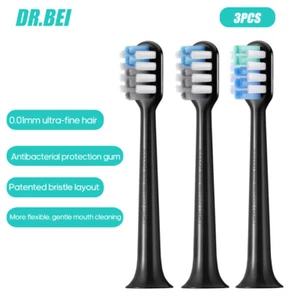 DR.BEI 3 Pcs Black Electric Toothbrush Sensitive Cleaning Teeth Replacement Head - Picture 1 of 5