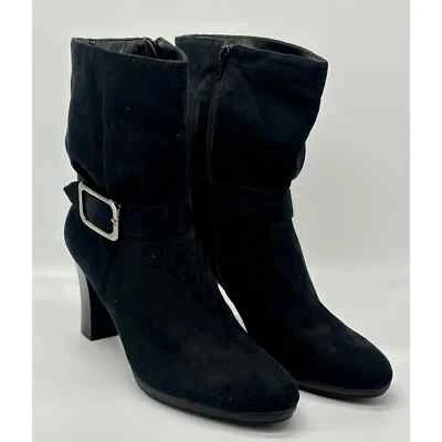 Laura Ashley Black Faux Leather Buckled Ankle Boot sz 11M (S1738)  - Image 1 of 4