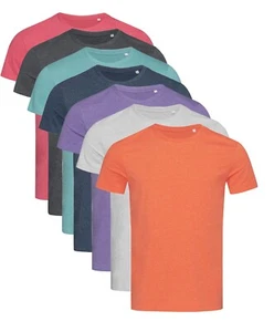 Stedman Mens Unisex Plain Cotton Blend Melange Crew Neck Tee T-Shirt TShirt - Picture 1 of 10