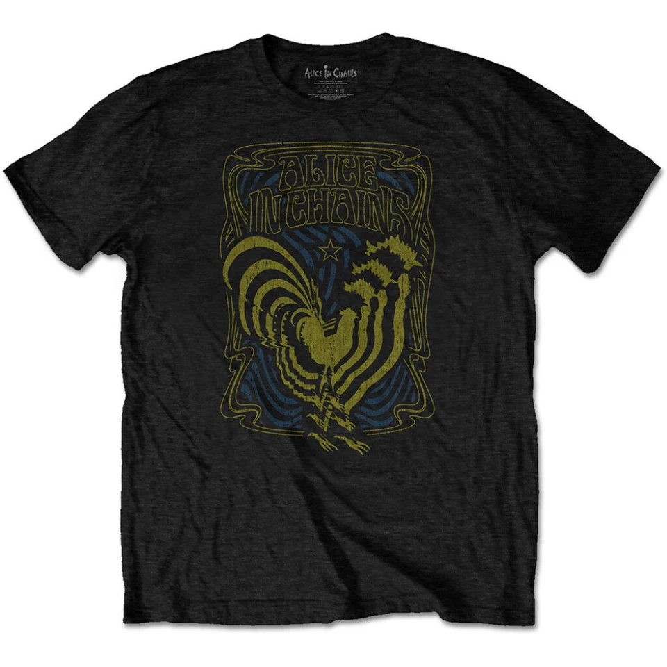Alice In Chains Psychedelic Rooster Black T-Shirt OFFICIAL - Image 1 of 1