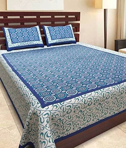 Jaipuri Sábana Cama Doble Algodón con Funda de Almohada Sábana Código 48 Foto 1 de 1