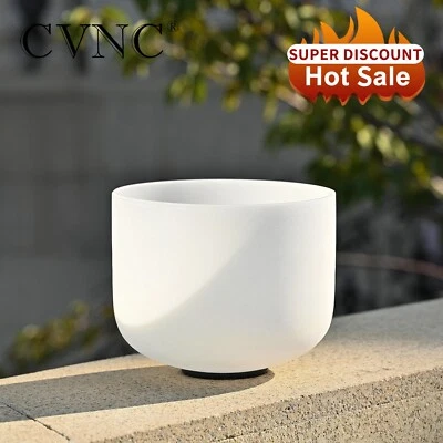 CVNC 432Hz 8 "A Frosted Third eye Quartz Crystal Singing Bowl Chakra for Sound Bath