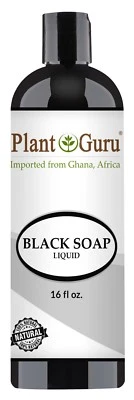 Raw African Black Soap Liquid 100% Pure Organic Natural Ghana Body Wash Shampoo  - Image 1 of 3