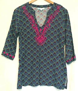 ESCAPADA LIVING Embroidered Tunic Top, Multicolored, Size XS - Picture 1 of 10