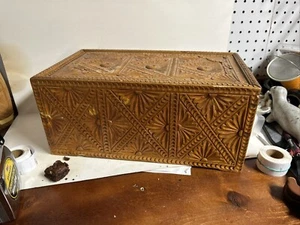Antique Unique Carved Large Box Sun Faces Oriental Asian - Picture 1 of 14