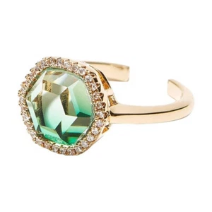 Joy Dravecky Chloe Ring, Green Cubic Zirconia Gold Plated Sizes 6-8, Jewelry - Picture 1 of 5