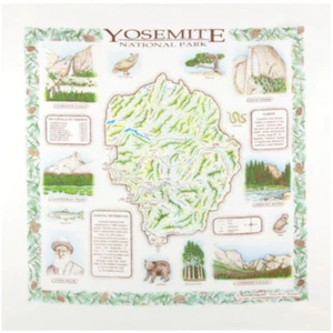 Printed Image Yosemite National Park Info Bandanna California Sierra Nevada - Picture 1 of 1