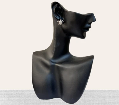 orecchini donna argento 925 anallergico rodiato forma di tartaruga zirconi - Immagine 1 di 4