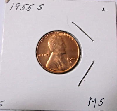 1955 S Lincoln Cent  BU Error on #5 - Image 1 of 3