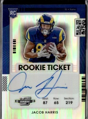 JACOB HARRIS 2021 OPTIC CONTENDERS **SILVER** ROOKIE RC TICKET AUTO  !! 🔥RAMS - Image 1 of 2