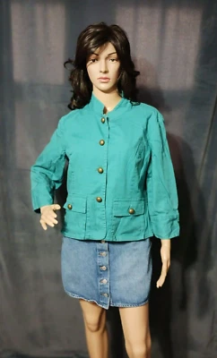 Nine  Company Jacket Woman 14 Turquoise Blue Green Stretch Comfort Relax Modern - Image 1 of 4