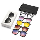 5in1 Magnetic Lens Clip On Sunglasses Polarized Swappable Retro Sun Glasses HOT