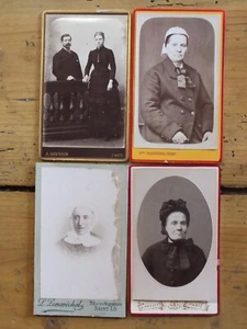 Konvolut 4 CDV Fotos Portraits älterer Frauen, Großmütter + 1 Paar, Normandie - Bild 1 von 4