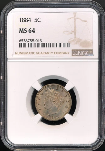 1884 Liberty "V" Nickel NGC MS 64 *Better Date, Original Patina!* Cover