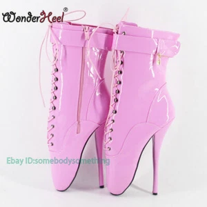 7" Stiletto Heel Fetish Patent Leather Clubwear Women Training Ankle Ballet Boot - Picture 1 of 27