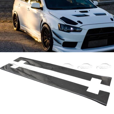  For 2008UP Mitsubishi Lancer EVO10 Carbon Fiber Side Skirts Extension Lip Trims - Изображение 1 из 4