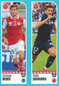 901-902 ANTHONY WEBER - PABLO CHAVARRIA STADE DE REIMS STICKER FOOT 2017 PANINI