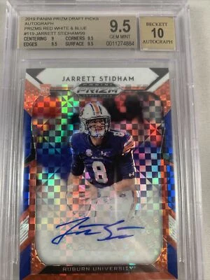 Jarrett Stidham Prizm Red White And Blue Gem Mint PSA 9.5 10 His # 4/99 Patriots - Image 1 of 4