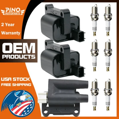 UF196 UF197 Ignition Coils+Plugs for 1997-2004 Mitsubishi Montero Sport 3L 3.5L - Image 1 of 4