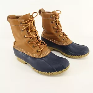 L.L. Bean Bean Stiefel 8" Damen 6 zweifarbig braun blau hergestellt in den USA Ente ungefüttert - Bild 1 von 14