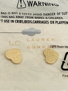 LC LAUREN CONRAD GOLD PLATED SMALL Heart  STUD EARRINGS NWT - Picture 1 of 3
