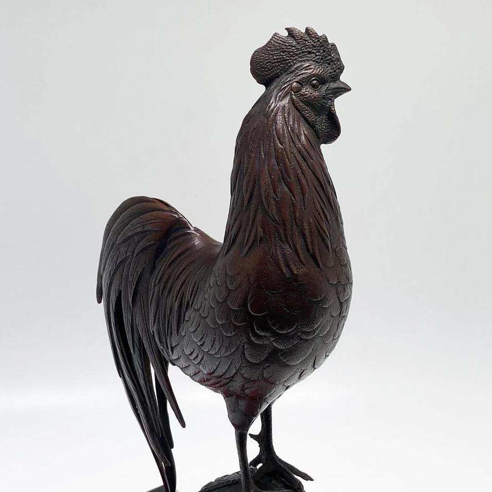 Bronze Rooster Statue 12.2 inch Japanese Metalwork Figurine by Yoshiyama Japan - Image 1 of 4
