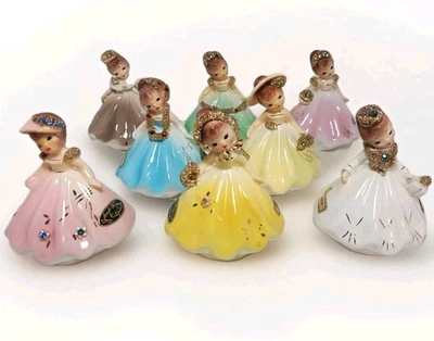 Lote de 8 Muñecas Niña Cabeza Inclinable Josef Originales De Colección Mes California Etiqueta Negra Foto 1 de 4