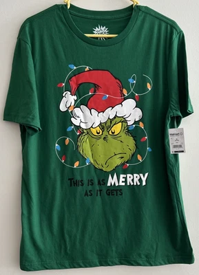 Men's Medium Christmas The GRINCH Green Shirt Merry as it Gets Holiday New - Image 1 of 4