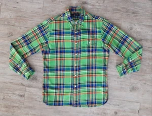 Polo Ralph Lauren Lightweight Plaid Flannel Shirt Green/Orange/Blue Mens Sm - Picture 1 of 13