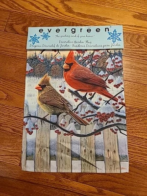 Songbird Winter Cardinal Outdoor Garden Flag by Evergreen 13" x 18.5" - Image 1 of 4