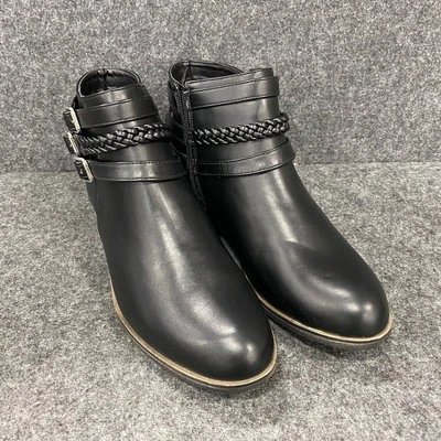 NAUTICA Alara Strap 2 踝靴女式 9.5 码黑色 — 第 1/4 张图片