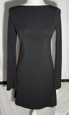 Divided H&M Small Black Long Bell Sleeve Dress A-line Witchy Goth Wednesday - Image 1 of 4