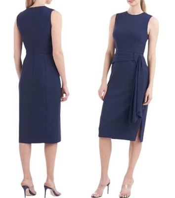 Kay Unger 连衣裙女式 10 蓝色无袖紧身迷笛腰带正式 5517430 全新 — 第 1/4 张图片