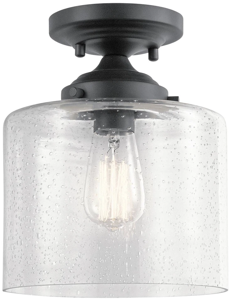 Kichler Lighting 44033BK Winslow - One Light Semi-flush Mount Black Finish With