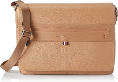 Bolsa carteiro TOMMY Hilfiger leão cesta marrom seixo couro sintético maleta - Imagem 1 de 2