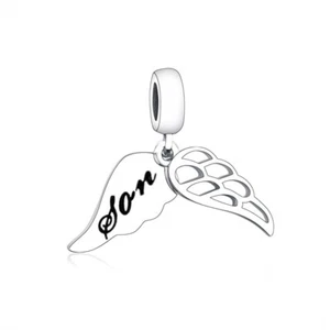 Son Angel Wings Charm Memorial Guardian Angel RIP Bead  Sterling Silver 925 - Picture 1 of 1