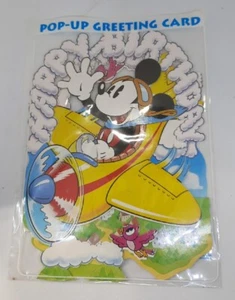 ๐ MICKEY MOUSE PLANE POP SHOT STANDING NOTATION GREETING CARD HAPPY BIRTHDAY - Picture 1 of 3