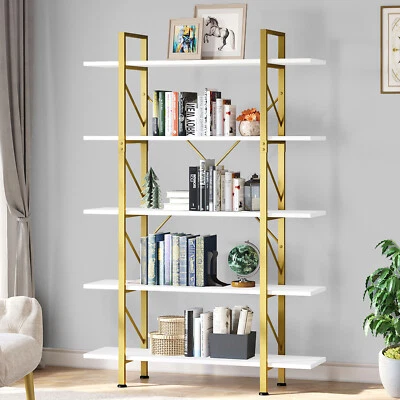 Estantería dorada de 5 niveles con estantes de almacenamiento abiertos soporte para plantas estante de exhibición Foto 1 de 4