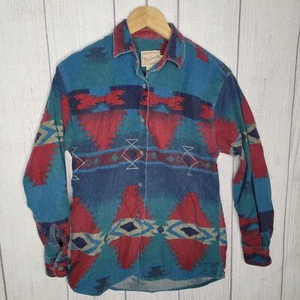 Vintage Woolrich blau rot Azteken Flanell Kragen Knopfleiste Hemd Herren Medium - Bild 1 von 10