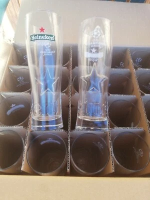 24 BICCHIERI BIRRA HEINEKEN 25cl OFFICIAL CHAMPIONS LEAGUE UEFA CUP GLASSES BEER - Immagine 1 di 4