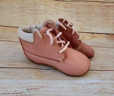 Timberland Bebé Rosa Gamuza Cómodo Punta Redonda Botines con Cordones Talla 3 Foto 1 de 4