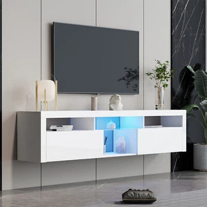 LED Floating TV Stand Wall Mounted Entertainment Center TV Console for 70inch TV - Picture 1 of 12