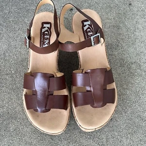 Korks by Kork-Ease  Leather Wedge Platform Sandals - Women US 8 EU 39 - Picture 1 of 9