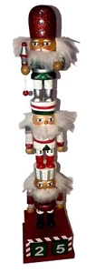 Weihnachten Holz Nussknacker Totempfahl Stapeln Tag Countdown Figur 14 Zoll - Bild 1 von 11