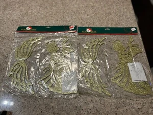 KURT S. ADLER Dimensional Angel Gold Glitter CHRISTMAS  8" tall NEW Lot of 2 - Picture 1 of 1